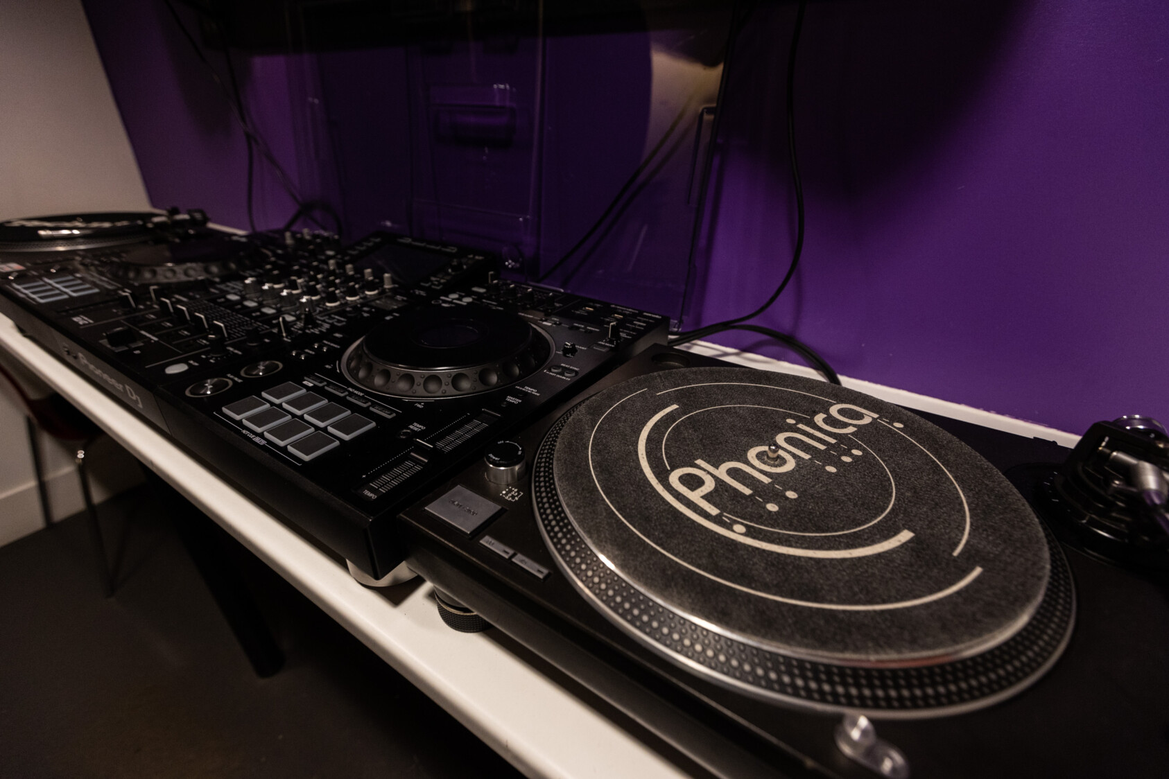 A close up of DJ decks