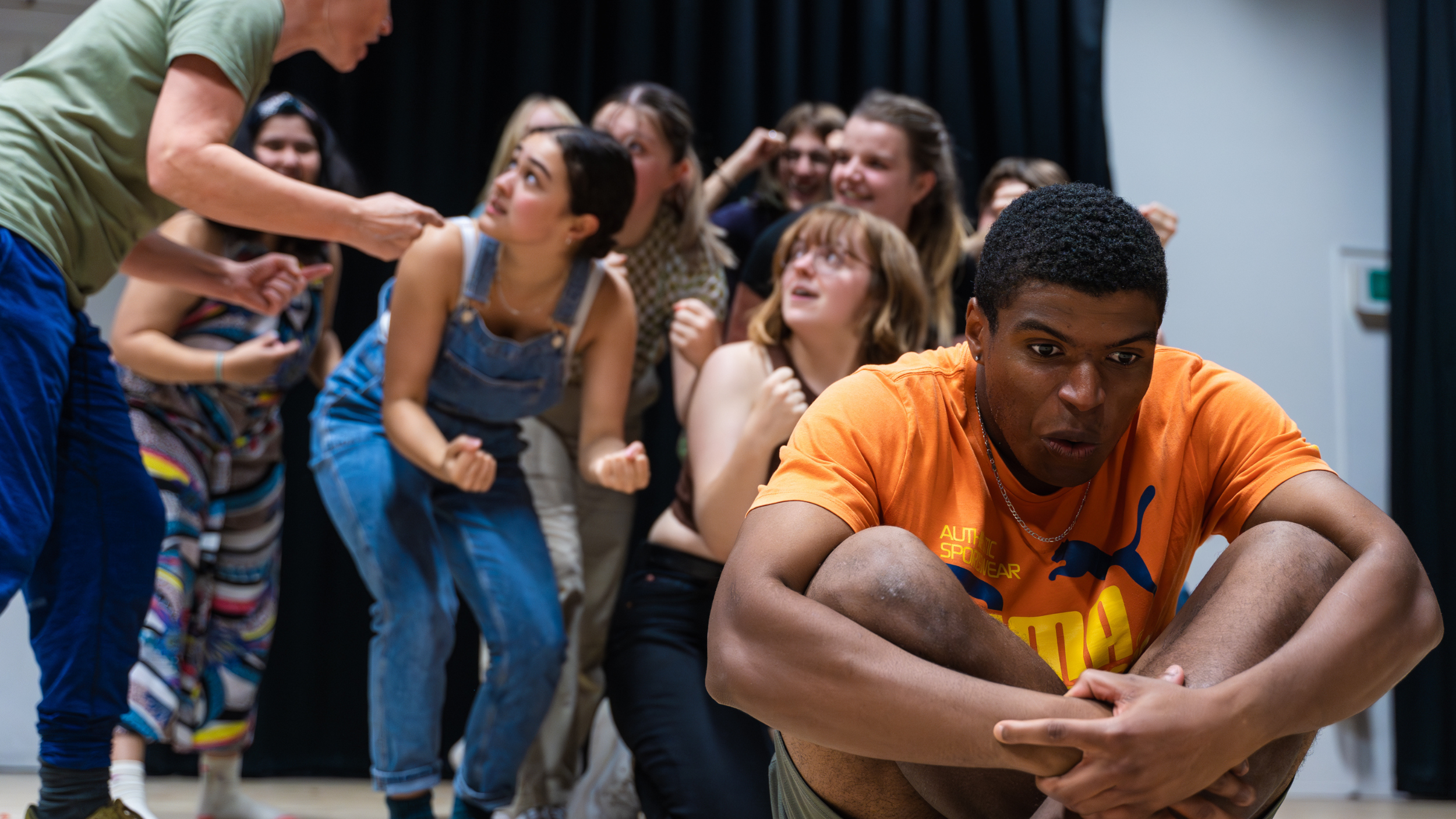 a group of young people acting in a workshop ran by Gecko